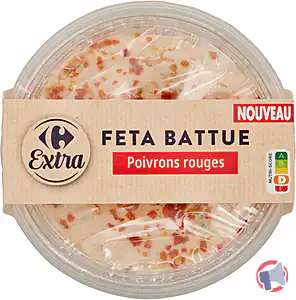 Rappel produit Tartinable FETA BATTUE Poivrons rouges Carrefour EXTRA