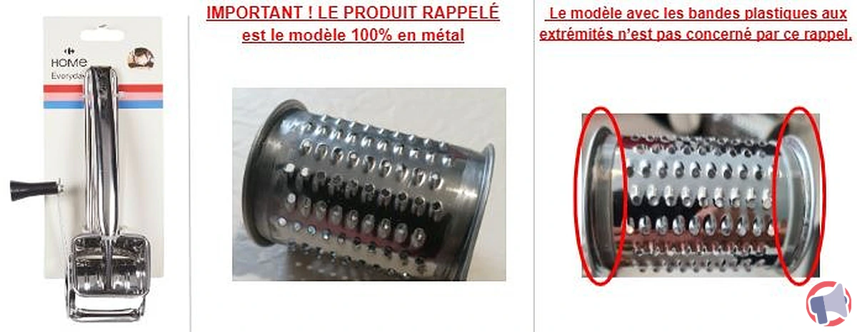 Rappel – Carrefour Home : râpe à fromage en métal potentiellement dangereuse
