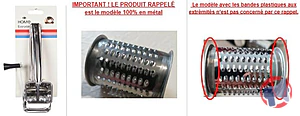 Rappel produit Râpe à Fromage en Métal CARREFOUR HOME