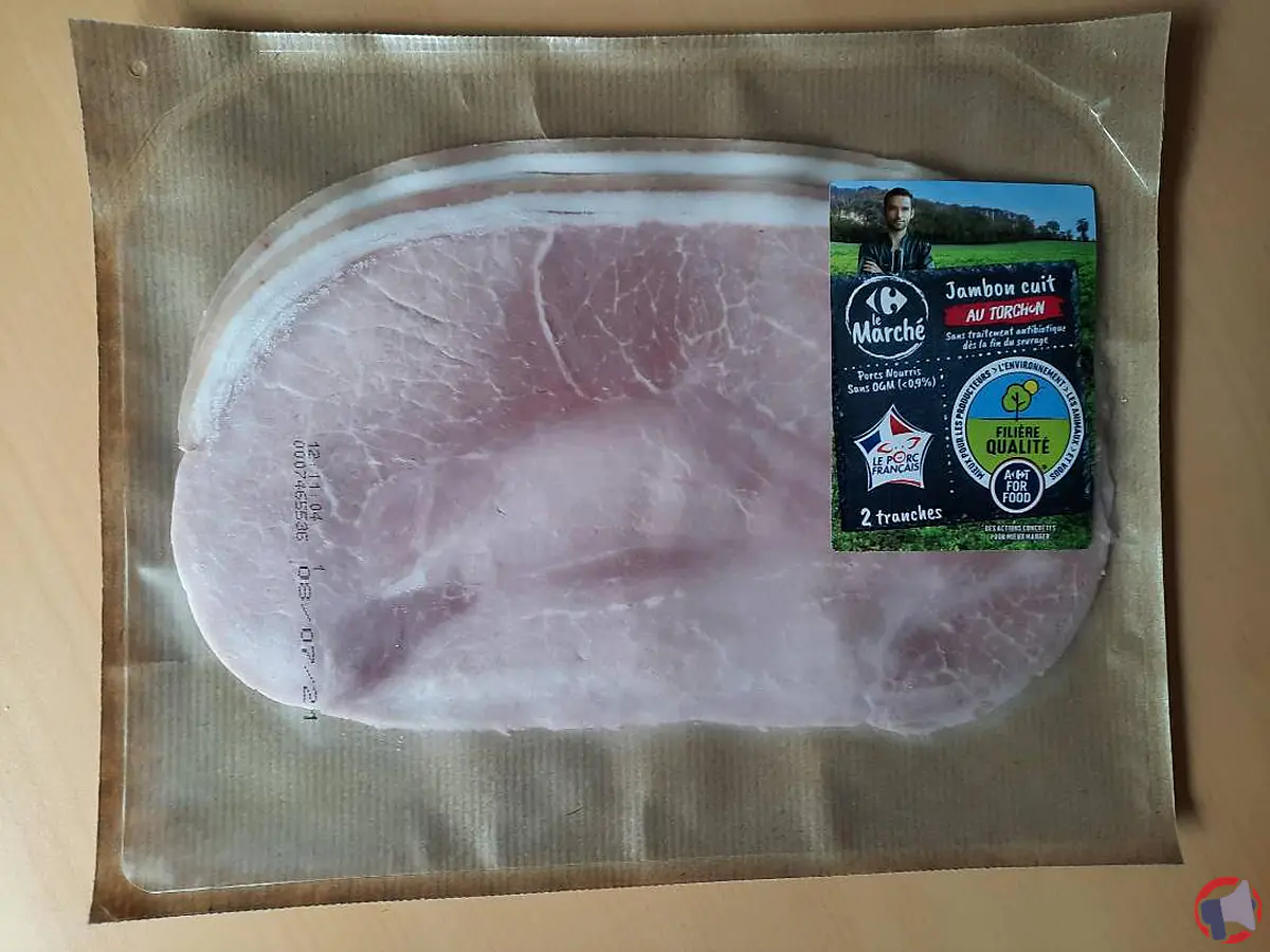 Rappel produit : jambon cuit torchon de Carrefour concerné par la filière