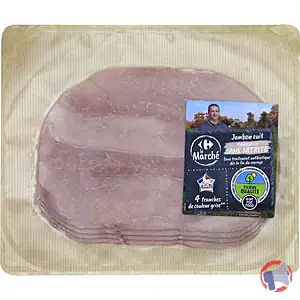 Rappel produit JAMBON CUIT SUPERIEUR PREEMBALLE 2 tranches et 4 tranches CARREFOUR LE MARCHE