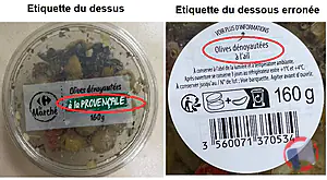 Rappel produit OLIVES DÉNOYAUTÉES A LA PROVENCALE 160 G Carrefour Le Marché CARREFOUR Le Marché