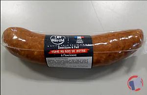 Rappel produit SAUCISSON A L'AIL FUME AU BOIS DE HETRE A L'ANCIENNE CARREFOUR LE MARCHE
