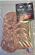 Rappel produit SAUCISSON A L'AIL FUME AU BOIS DE HETRE CARREFOUR LE MARCHE