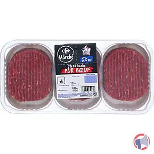 Rappel produit STEAKS HACHES PUR BOEUF 5% MG FRAIS CARREFOUR Le Marché