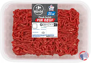 Rappel produit VIANDE HACHEE PUR BOEUF 5%MG Carrefour Le Marché