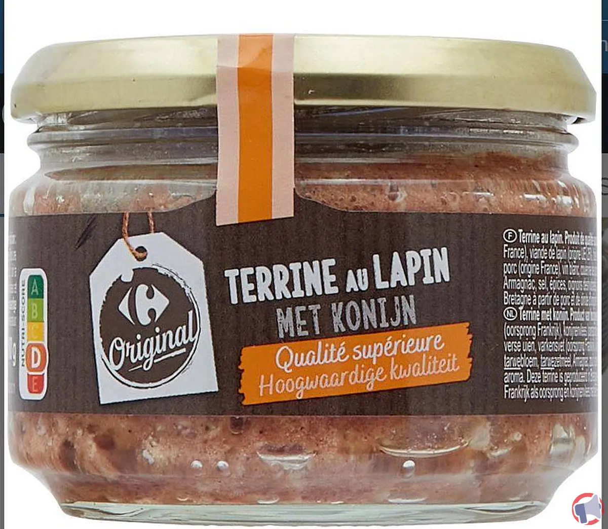Rappel de produit : Terrine au lapin de la marque Carrefour Original