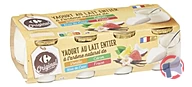 Rappel produit Yaourt au lait entier à l’arôme naturel de Vanille - Citron - noix de coco - fraise Carrefour Original (photo numéro 1)