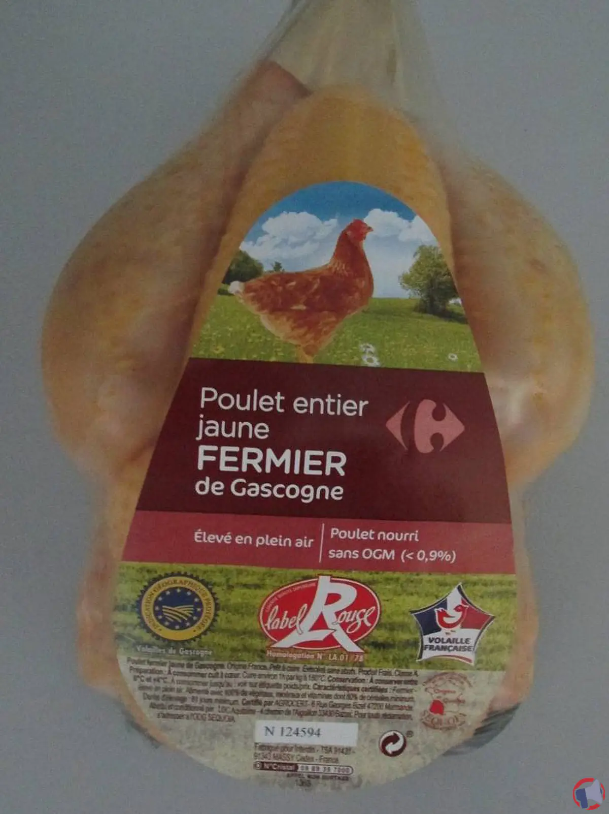 Rappel de produit : poulet fermier entier jaune de Gascogne de la marque Carrefour pour suspicion de listéria
