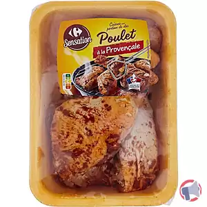Rappel produit Gamme de cuisse avec portion de dos de poulet à la provençale Carrefour sensation