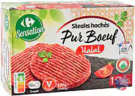 Rappel produit Carrefour Sensation Halal Steaks Hachés Surgelés Pur Boeuf 15% MG Halal