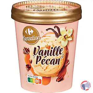 Rappel produit Pot glace Vanille Pécan 500ml 295g Carrefour Sensation