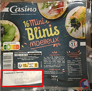 Rappel produit 16 MINI BLINIS MOELLEUX 135G CASINO CASINO