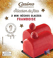 Rappel produit 2 mini bûches glacées framboise 160g/230ml CASINO (photo numéro 1)