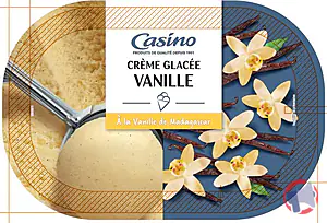 Rappel produit Bac crème glacée vanille 500g / 1L CASINO