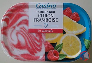 Rappel produit Bac sorbets duo citron framboise – les marbrés 495g / 900ml CASINO CASINO