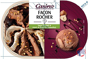 Rappel produit Bacs glaces 900ml CASINO Façon rocher, Vanille Pécan, Saveur crème brûlée CASINO