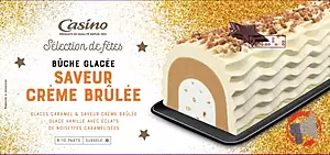 Rappel produit Bûche glacée saveur crème brûlée 510,6g / 1L CASINO CASINO