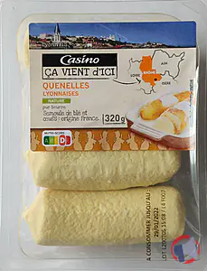 Rappel produit Quenelles lyonnaises nature 320G Casino ça vient d'ici CASINO ÇA VIENT D'ICI