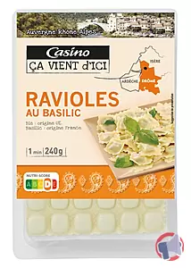 Rappel produit Ravioles Basilic 240g CASINO CA VIENT D'ICI CASINO CA VIENT D'ICI