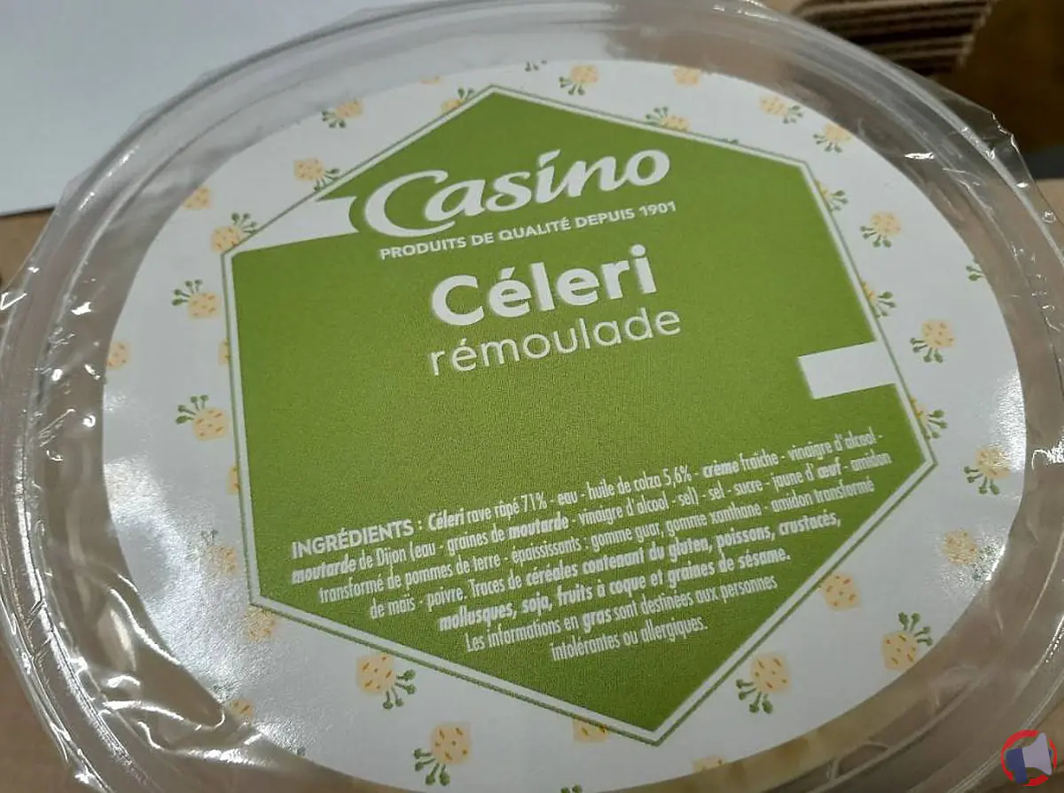 Rappel produit : céleri rémoulade 300g Casino pour risque de corps étrangers