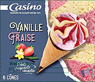 Rappel produit Cônes glacés x6 720ml CASINO Vanille/Fraise, Caramel Beurre salé, Vanille/Chocolat CASINO (photo numéro 2)
