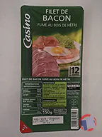 Rappel produit Filet de bacon fumé au bois de hêtre 12 tranches 150 g Casino Casino (photo numéro 1)