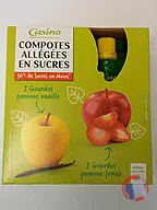 Rappel produit Gourdes de compotes allégées en sucres pomme-fraise et pomme-vanille 4x90g Casino (photo numéro 1)