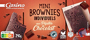 Rappel produit Mini brownies individuels aux pépites de chocolat x8 240g Casino CASINO
