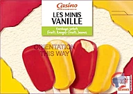 Rappel produit Les minis vanille enrobages sorbets fruits rouges-fruits jaunes x8 264g/360ml CASINO (photo numéro 1)