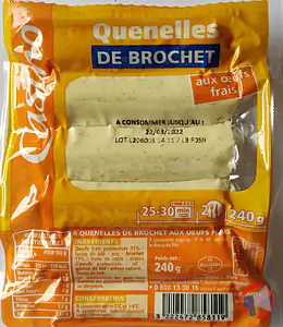 Rappel produit Quenelles de brochet aux œufs frais 240g CASINO CASINO