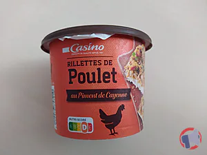 Rappel produit Rillettes de poulet au piment de Cayenne 200 g Casino Casino