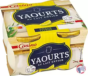 Rappel produit Yaourts au lait entier saveur Citron 4x125g Casino Casino