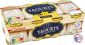 Rappel produit Yaourts au lait entier Vanille 8x125g Casino Casino