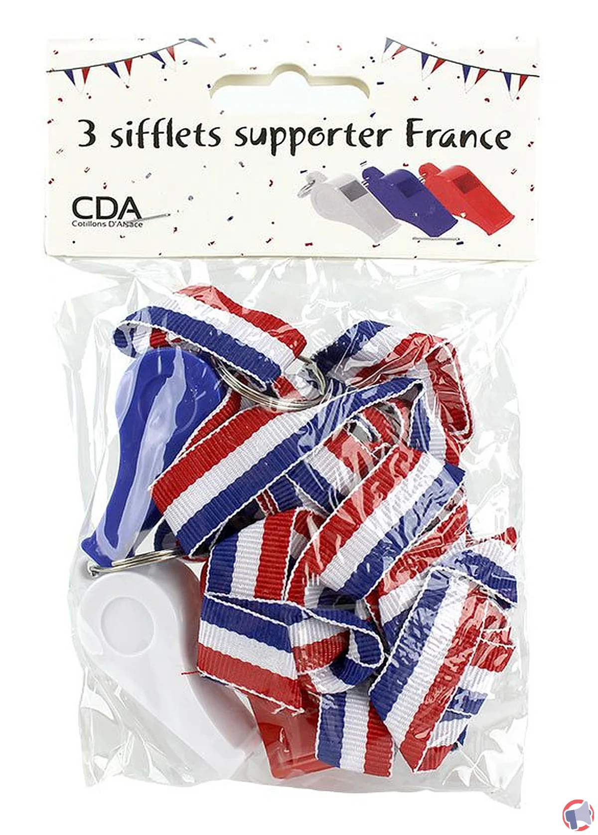 Rappel de produit : set de trois sifflets supporter France de la marque CDA