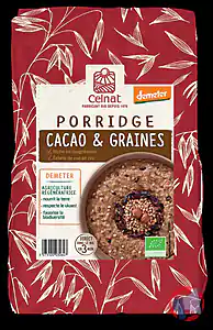 Rappel produit Porridge Cacao et Graines Demeter CELNAT