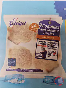 Rappel produit COQUILLES SAINT-JACQUES FARCIES, A LA BRETONNE - SURGELEES - MARQUE CELTIGEL CELTIGEL