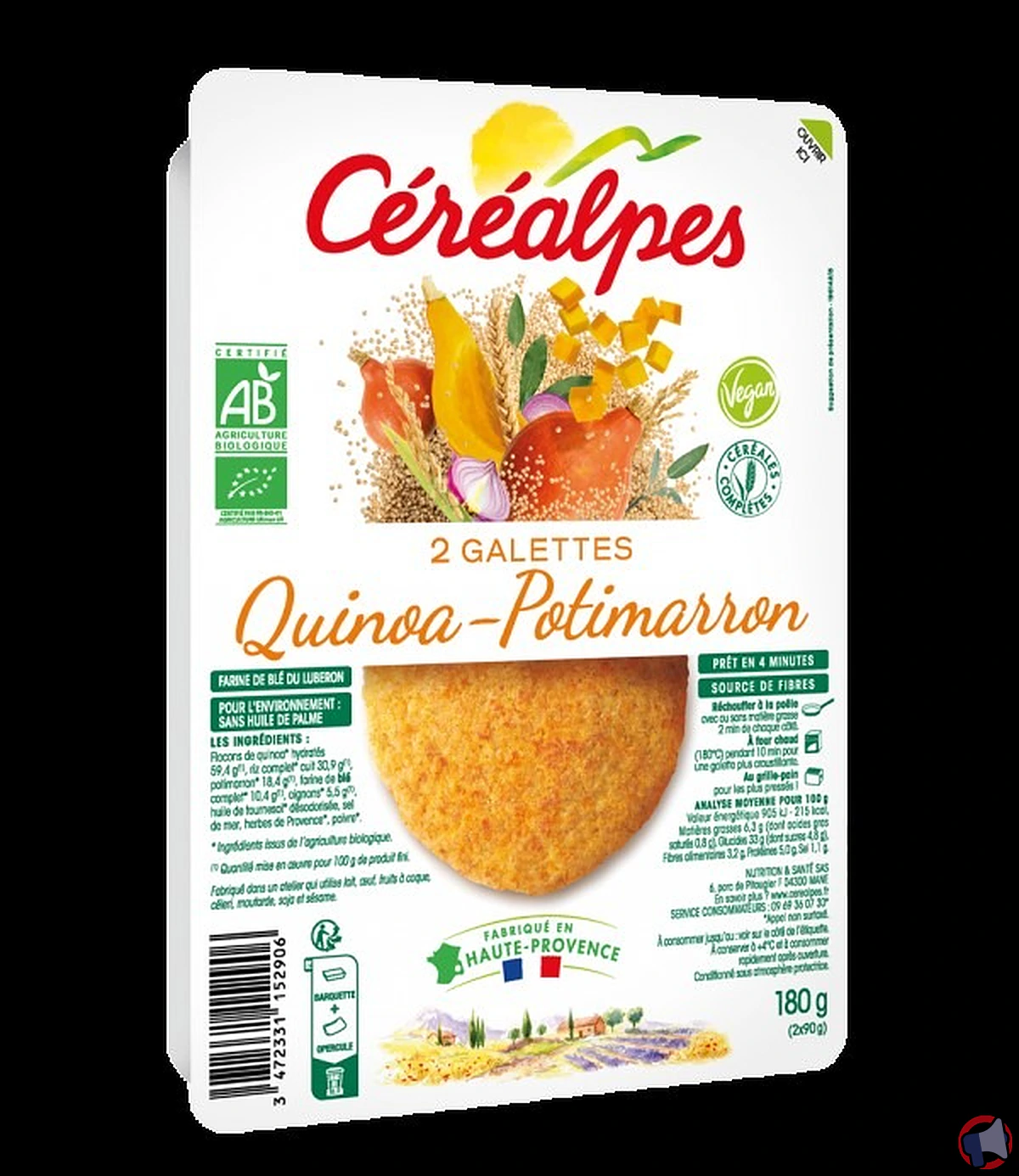 Rappel de produit : galette quinoa potimarron de la marque Céréalpes
