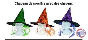Rappel produit Chapeau de sorcière avec des cheveux Chapeau de sorcière avec des cheveux