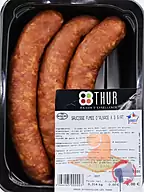 Rappel produit Saucisse d'Alsace fumée cuite Charcuterie de la Thur (photo numéro 1)