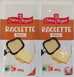 Rappel produit Raclette 800g Chêne d'Argent