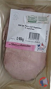 Rappel produit Rôti de porc Cuit CHARCUTIER 4tr 180 g Le Choix du Charcutier