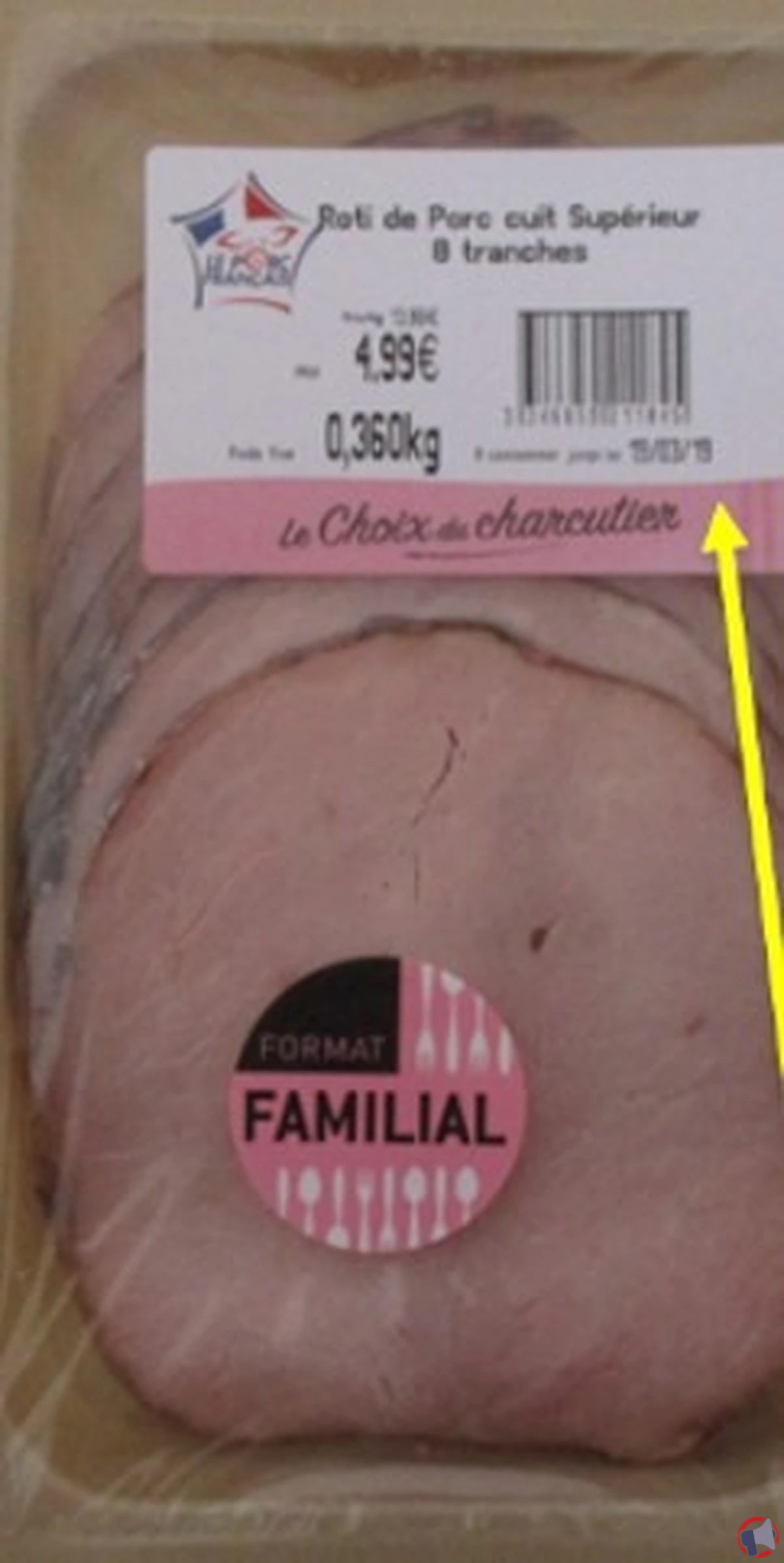 Rappel de produit : rôti de porc cuit supérieur de la marque Le Choix du Charcutier