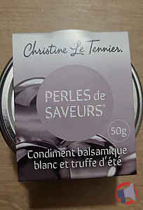 Rappel produit Perles de saveurs condiment balsamique blanc et truffe d'été Christine Le Tennier