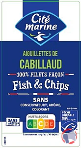 Rappel produit Aiguillettes de cabillaud façon fish and chips 210g CITE MARINE