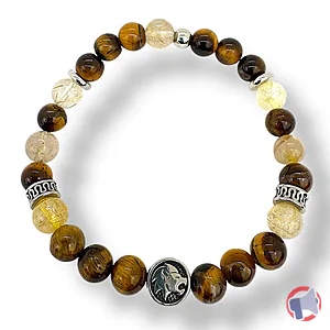 Rappel produit Bracelet homme LION Œil de tigre / Quartz rutile / Perle – 8 mm Cœur de Perles