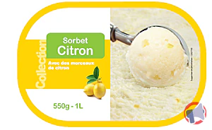 Rappel produit bac 1 lt sorbet citron Collection COLLECTION