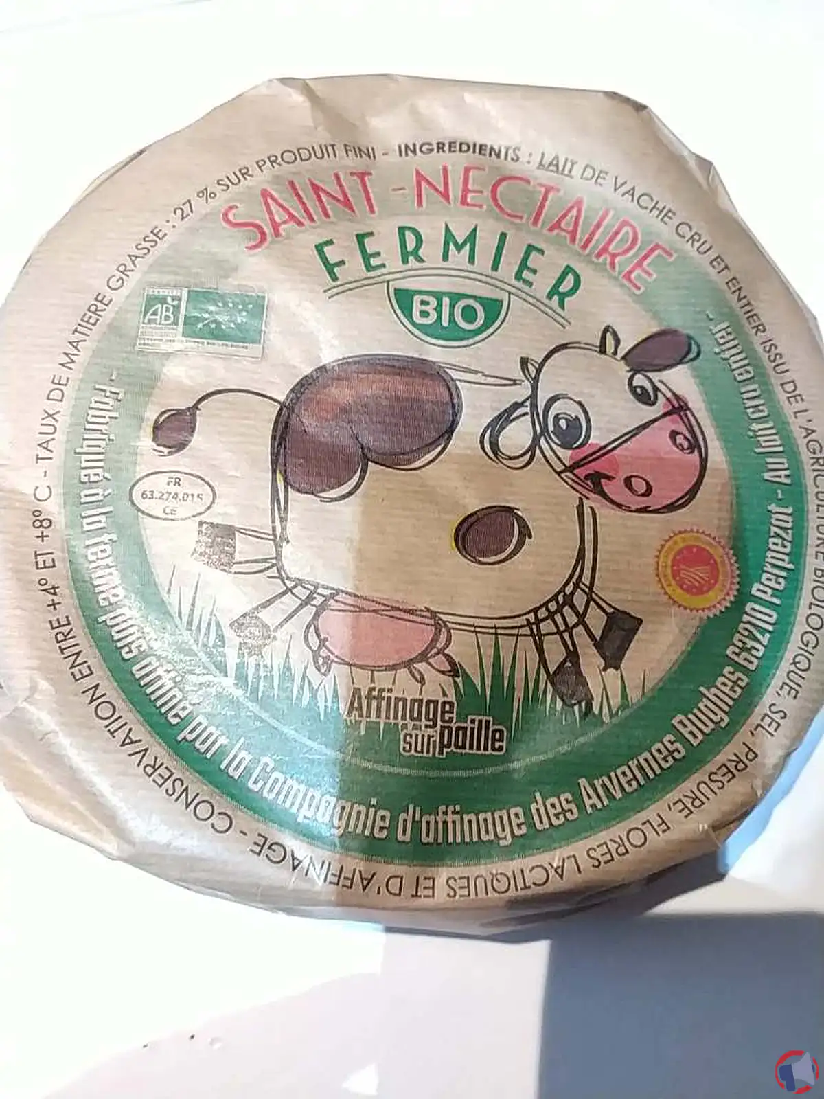 Rappel du saint nectaire fermier bio de la compagnie d'affinage arverne
