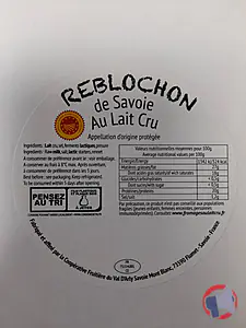 Rappel produit Reblochon de Savoie AOP Coopérative du Val d'Arly