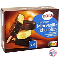 Rappel produit CORA ASSORTIMENT MINI VANILLE CHOCOLATS x8 400 ml/287.5g CORA